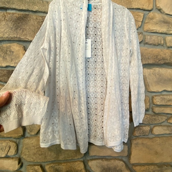 Islefield Women’s White Lightweight Cotton Cardigan New Outerwear size medium - Picture 1 of 12